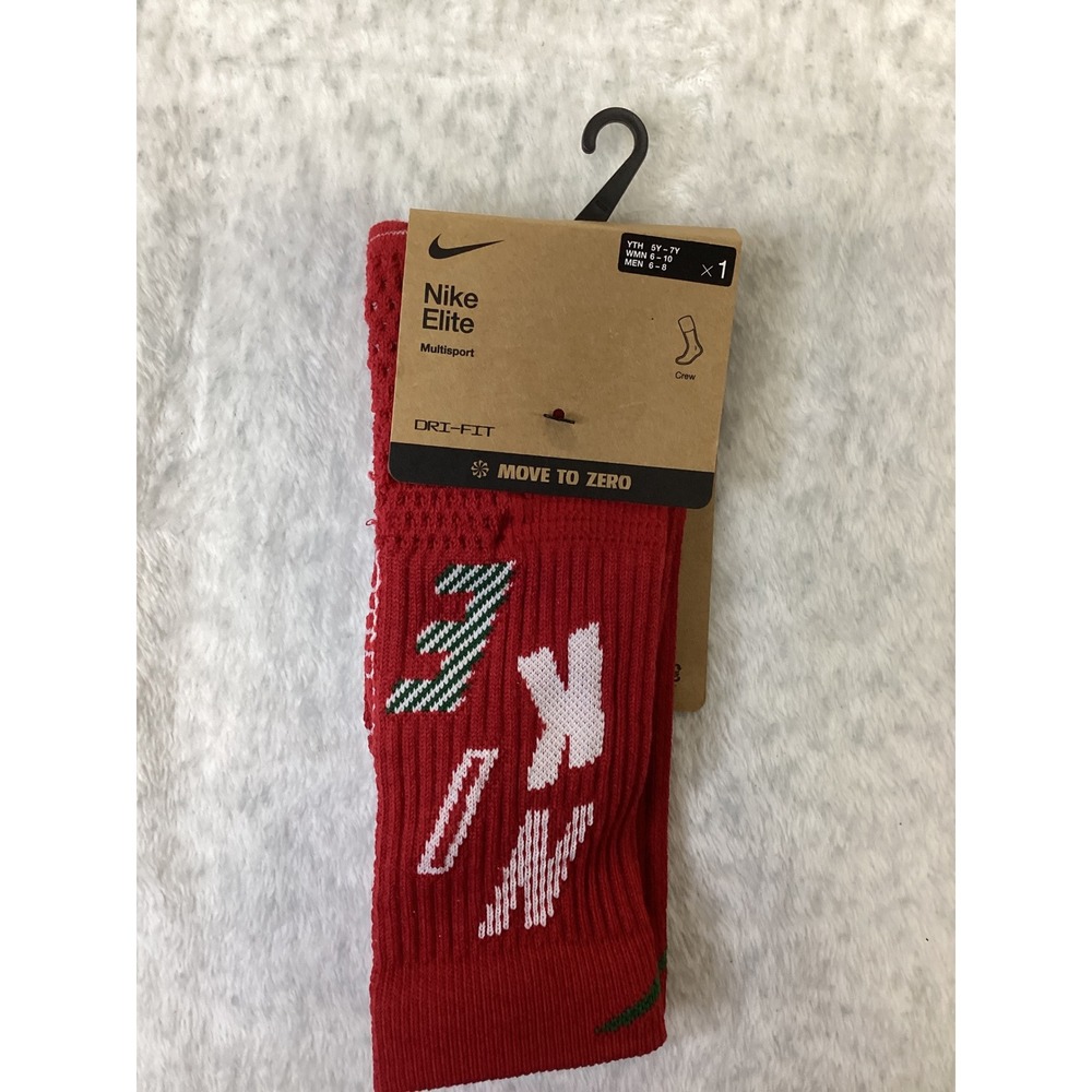 Nike Elite Multisport Crew Socks Red White Green HV6888-687 Mens 6-8 womens6-10.